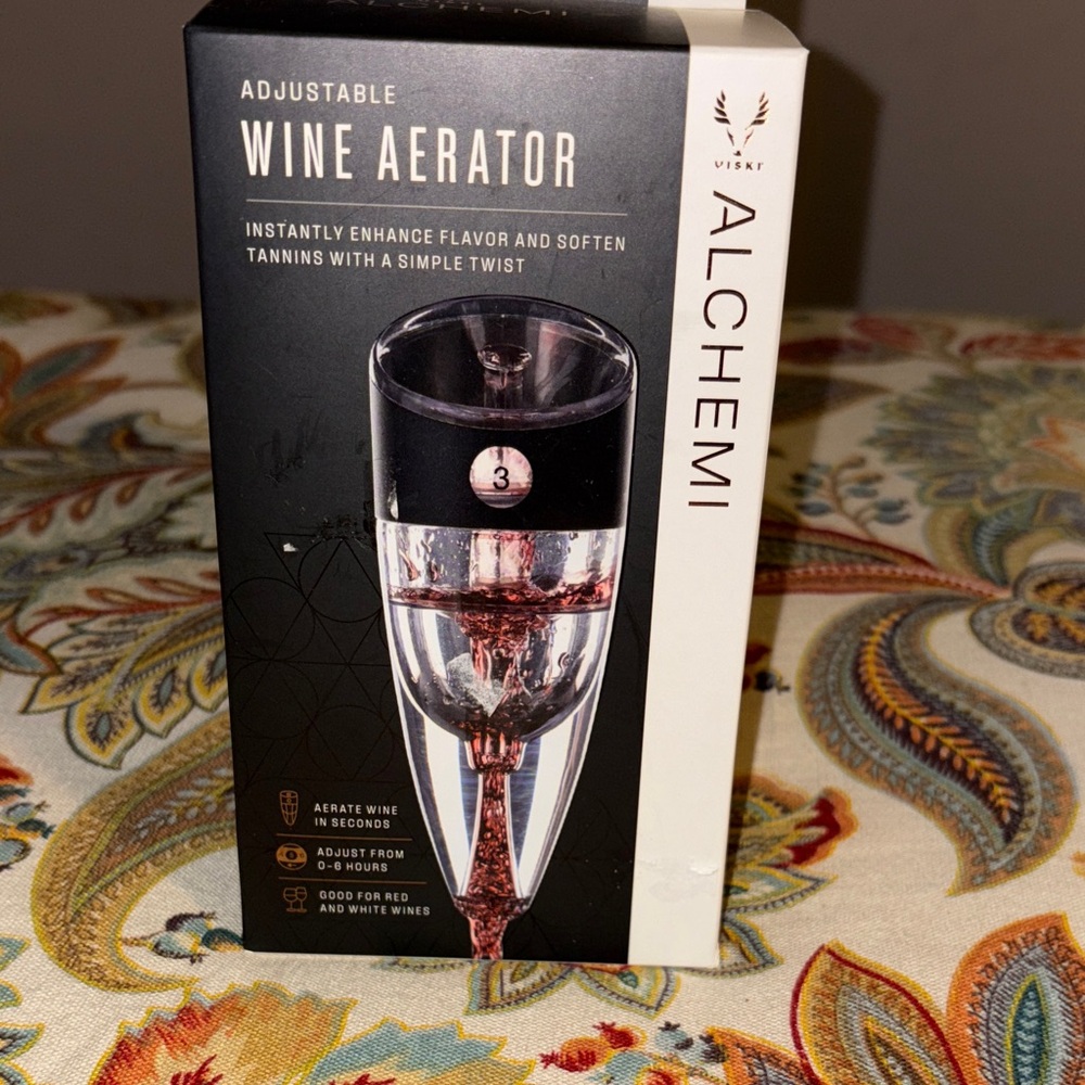 Viski Alchemi Adjustable Aerating Wine Pourer w/ Stand New